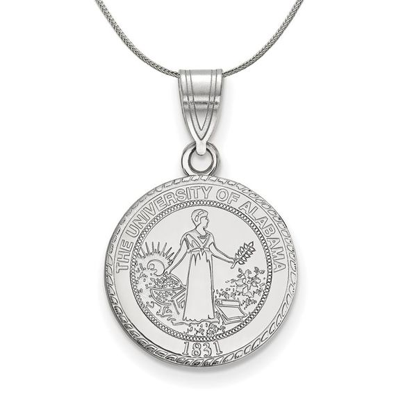 Sterling Silver U. of Alabama Medium Crest Necklace - 18 Inch